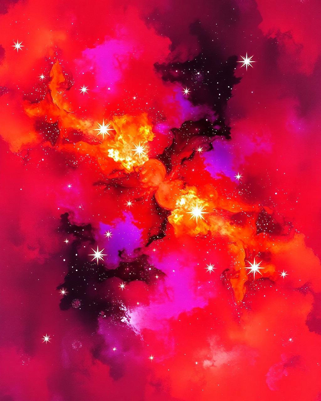 Red and magenta nebula with bright stars — Starlite cosmic accent